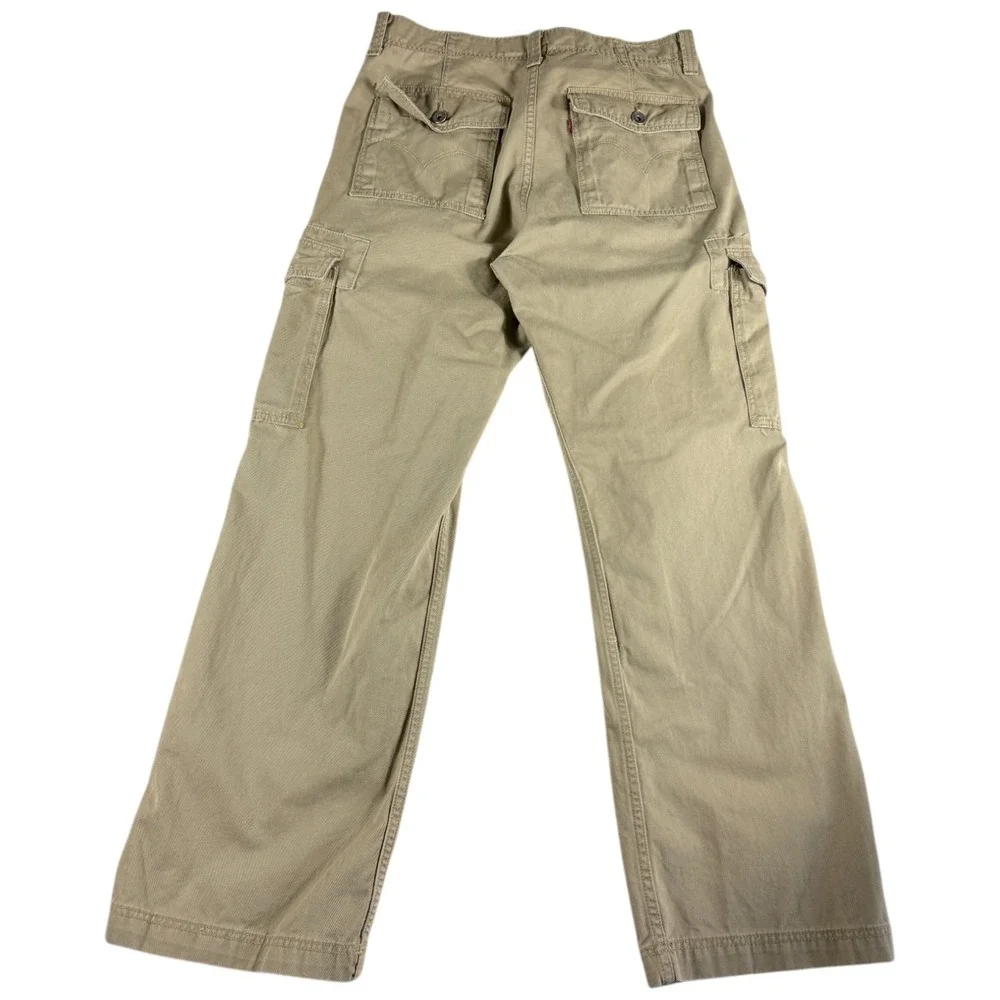 Levi's Authentic Loose Fit Straight Leg Cargo Pants Men 36x32 Beige Flap Pockets